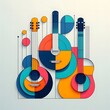 Vibrant Abstract Guitars Colorful Musical Objects for Creative Projects