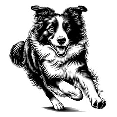 Hand drawn cute Border Collie, vector sketch isolated on white background.