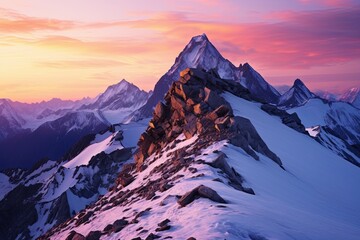 Wall Mural - High Alpine Sunrise Gradients: Summit Dawn Ambiance