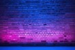 Neon brick blue wall
