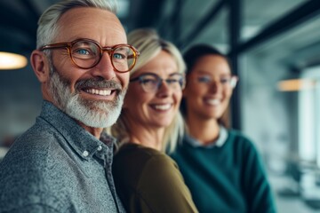 Wall Mural - Portrait of a smiling senior man in eyeglasses with his family.