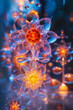 © Anek - A beautiful flower made of glass is lit up with a warm orange glow
