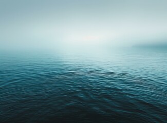 Wall Mural - b'Background of a calm sea with a blue sky and white fog'