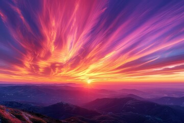 Poster - b'A vivid sunset sky with vibrant colors'