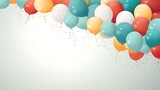 Fototapeta Przestrzenne - This is a festive background image illustration featuring colorful balloons and garland. Generative Ai