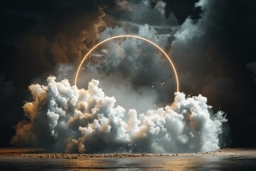 Wall Mural - a large cloud of smoke is blowing over a body of water