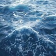 b'Deep Blue Ocean Waves with White Foamy Sea Foam'