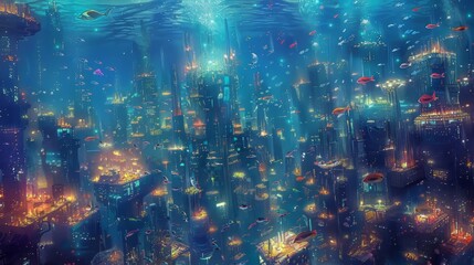 Sticker - Futuristic Modern Underwater City