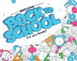 Back to school vector template design. Welcome back to school greeting text with educational elements, supplies and items for learning background. Vector illustration school back greeting design.  
