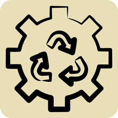 Icon Sustainable Technology. related to Recycling symbol. hand drawn style. simple design illustration