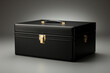 Luxurious Black Leather Jewelry Box with Gold Accents