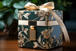 Exquisite Gift Box with Golden Floral Embellishment