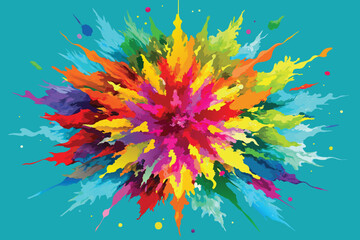 Wall Mural - colorful rainbow holi paint color powder explosion vector, isolated wide Turquoise panorama background