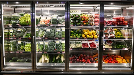 fruit and vegetables in refrigerated in modern supermarket