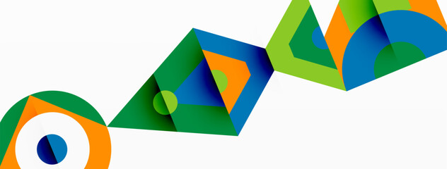 Poster - A creative arts pattern featuring triangles, rectangles, tints, and shades of electric blue with symmetry. A white circle in the middle adds a unique touch to the design, resembling a paper product
