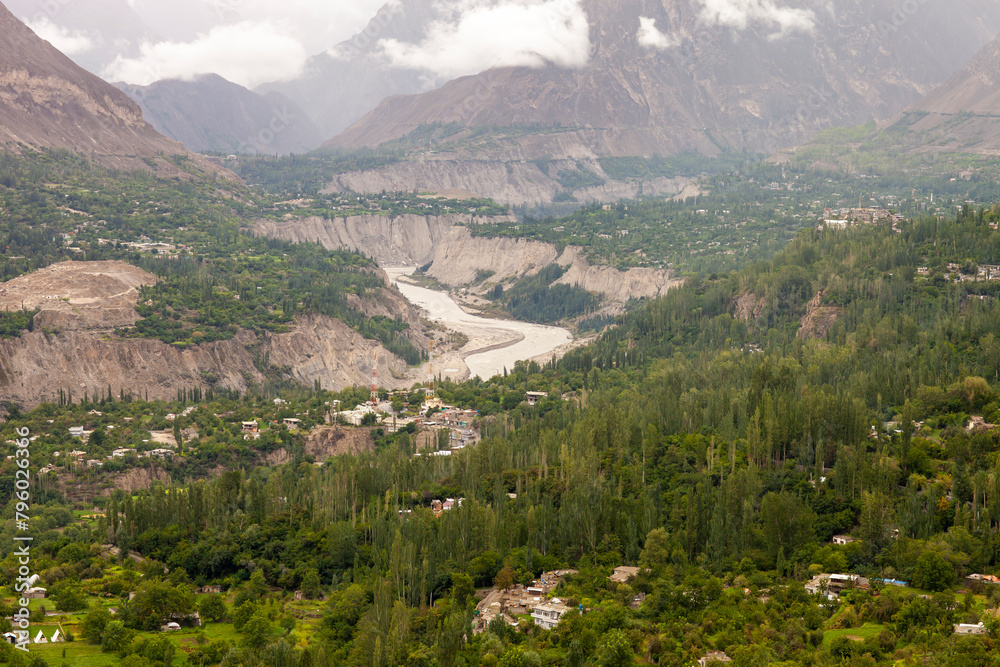 Beautiful Landscape Of Hunza Valley In The Northern Part Of The Gilgit-Baltistan Region Of Pakistan. Hunza Valley Is Famous For It's Stunning Natural Beauty.