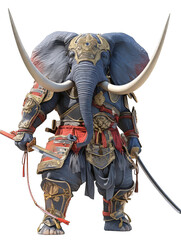 Wall Mural - Elephant Samurai Isolated