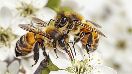 Two bees are sitting on a flower