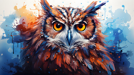 Canvas Print - Owl Watercolor Style