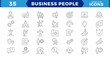 © MDSalim - Business people Pixel perfect icons, outline icon collection,Businessman outline icons collection. Teamwork, human resources, meeting, partnership,Editable Stroke.