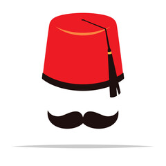 Wall Mural - Fez hat and mustache vector isolated illustration