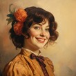 Woman smiling painting portrait adult.