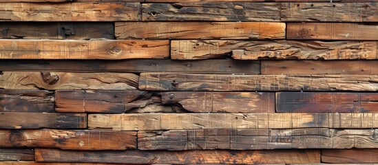 Poster - Close-up of wooden wall with numerous planks