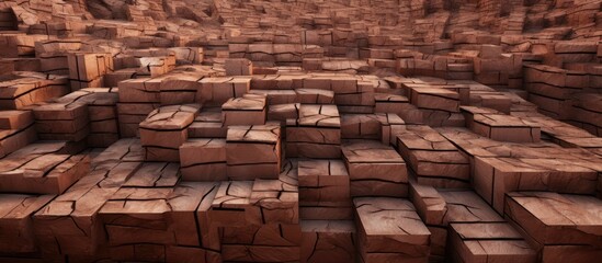 Canvas Print - A maze of stacked bricks creates a unique landscape in the city