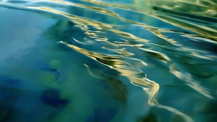 Sticker - Swirling ribbons of iridescent bluegreen algae blooms float beneath the surface their glistening shimmer reminiscent of a watercolor . AI generation.