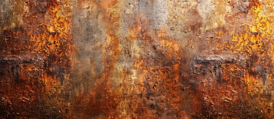 Canvas Print - Close up view of a rusty metal surface with natural landscape patterns