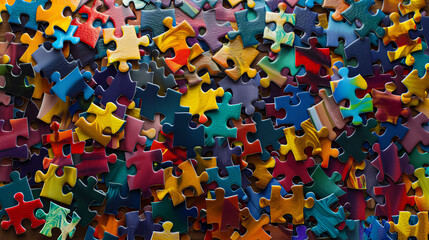 Poster - A colorful jigsaw puzzle with many pieces