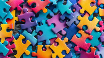 Poster - A colorful jigsaw puzzle with many pieces