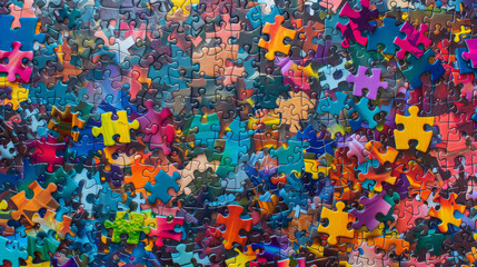 Poster - A pile of colorful jigsaw puzzle pieces