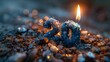 A captivating shot capturing the beauty of a birthday candle formed into the shape of the number 