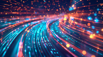 Poster - A colorful, swirling line of light with a blue and red hue