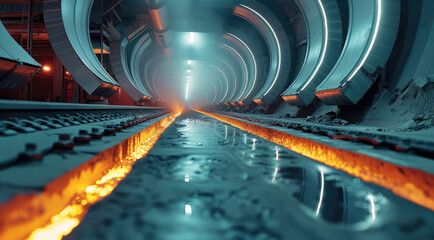 Poster - Annealed steel treatment at factory. Generative AI.