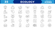 © MDSalim - Eco friendly related thin line icon set in minimal style. Linear ecology icons. Environmental sustainability simple symbol. Editable stroke, Pixel Perfect.