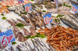 Fresh fish and seafood for sale at a market in Naples, Italy