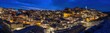 Panorama of the historic old town of Matera in southern Italy at night