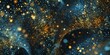 background of abstract glitter lights. blue, gold and black, christmas background