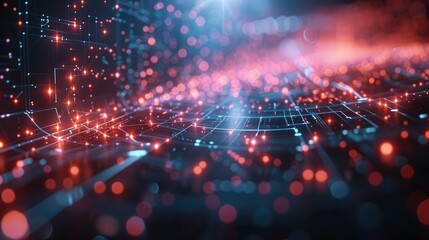 Leinwandbilder - Cyber networks and data flows are depicted in a vivid manner as an example of digital connectivity and data flow. Generative AI.