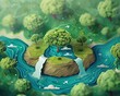  Environment and ecology concept. Save the planet. Environment illustration background.