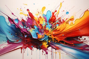 Wall Mural - Colorful and dynamic abstract painting with expressive strokes and vibrant watercolor effects.