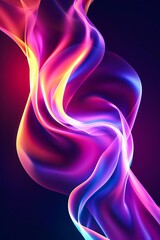 Fototapete - Vivid Neon Waves Flowing Across a Dark Background in a Digital Graphic Representation