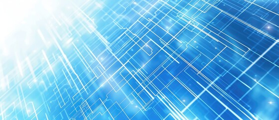 Wall Mural - Abstract Blue Technology Background with Lines
