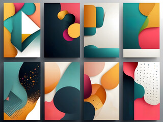 Modern abstract covers set, minimal covers design. Colourful geometric background design and vector illustration design.