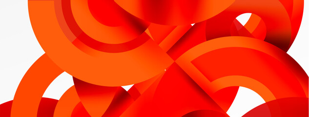 Aufkleber - A variety of red flowers and geometric shapes like circles and triangles are displayed on a white background, creating a vibrant and dynamic composition