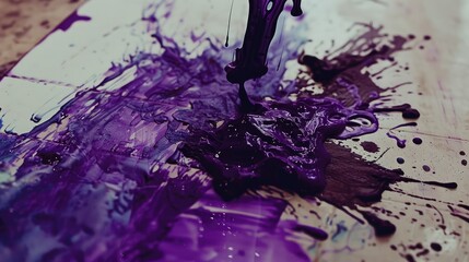 Canvas Print - Purple Paint Splash Art on White Background