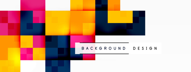 Poster - Vibrant electric blue squares create a symmetrical pattern on a white background. The parallel rectangles add a pop of color and energy to the design