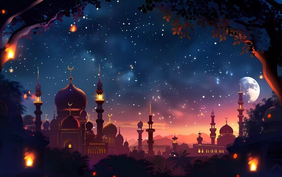 Eid Al Adha Mubarak, Muslim festival background template 